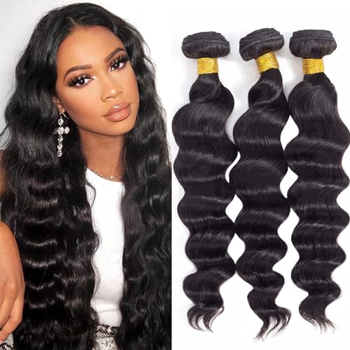 12A Loose Wave Bundles Human Hair 14" 16" 18" 300g 100% Unprocessed Brazilian Virgin Hair Loose Deep Wave Human Hair Weave Bundles Natural Color