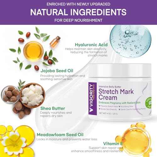 Stretch Mark Cream for Pregnant Women: Stretch Mark Treatment for Pregnancy - Belly Butter For Pregnant Women - Massage Lotion To Prevent And Repair Maternity Stretch Marks Scar - 4 Oz