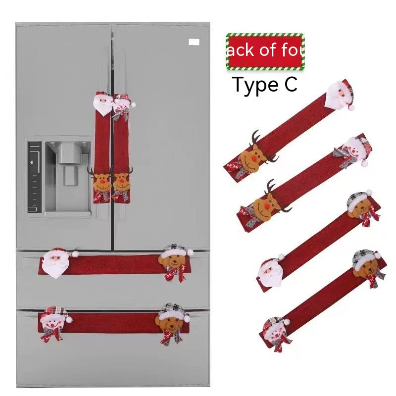 Christmas Refrigerator Handle Cover Set - Holiday Decor for Kitchen