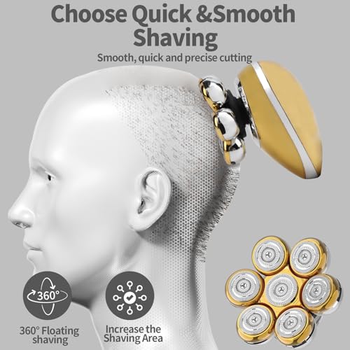 7D Floating Head Shaver for Bald Men,IPX7 Waterproof Shaving Grooming Kit,5 in 1 Men's Electric Razor,Dry/Wet Shaver for Home/Travel,Nice Trimmer Gift for Dad,Husband,Boyfriend