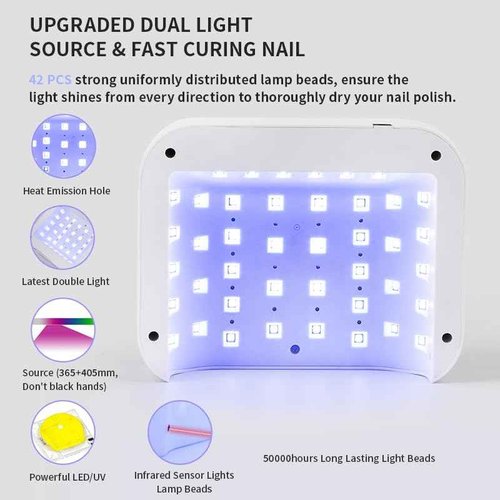 HeerMua Cordless UV Nail Lamp, 268W Rechargeable UV Gel Nail Light, Sparkling Rhinestones Diamond UV Light, Professional Fast Curing Nail Dryer with 4 Timers Touch Control Auto Sensor for Salon & Home
