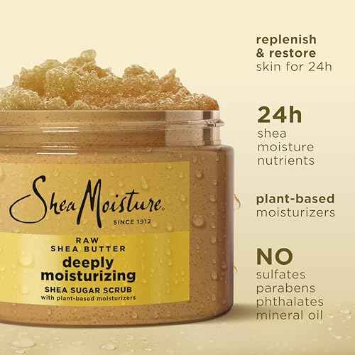 SheaMoisture Shea Sugar Body Scrub For Moisturize And Restore Dry Skin Raw Shea Butter Deeply Moisturizing Body Scrub With 24h Shea Moisture Nutrients 12 oz