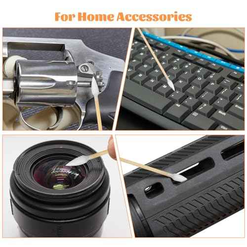 500pcs Pointed Cotton Swabs with Storage Case, 6 inch Precision Gun Cleaning Swabs, Lint Free Bamboo Handle Long Cotton Swabs for Gun Cleaning, Makeup & Electronics