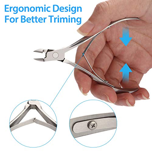 Mudder 3 Packs Cuticle Nippers Cutter Tool Stainless Steel Nail Cuticle Trimmer Remover with Pointed Blade Scissors Pedicure Manicure Tool for Fingernails Nails Care and Toenails(Silver)