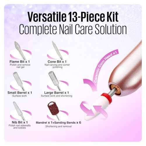 MEFA 16 PCS Kit Electric Nail Drill with Bits & Dust Brush, 20000RPM Portable Professional Electric Nail File, Manicure Pedicure Nail Set Efile Nail Drill for Home Salon