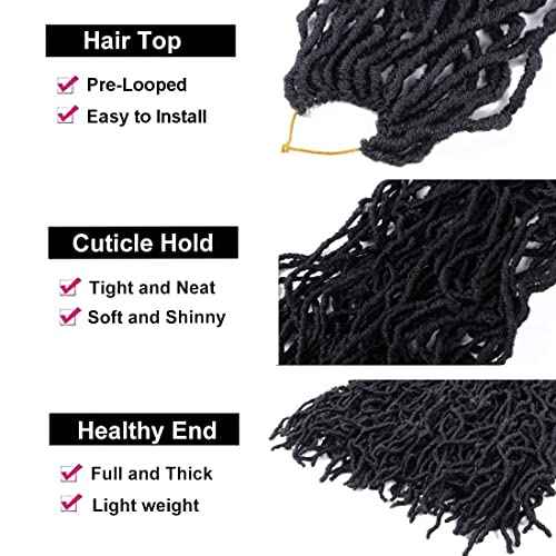 24 Inch Soft Locs Crochet Hair Pre Looped 6 Packs Faux Locs Crochet Braids Goddess Locs Dreadlocs Synthetic Hair For Black Women (1B, 24 Inch (Pack of 6))