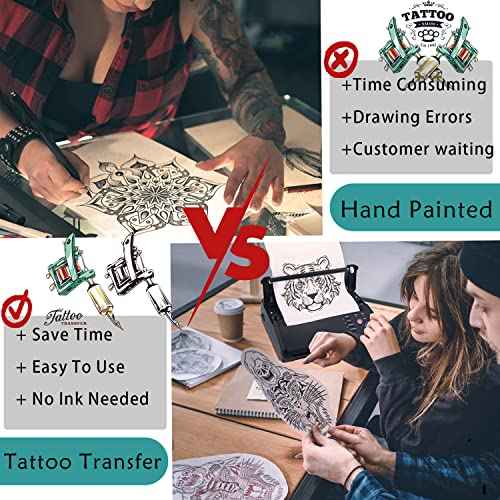 Tattoo Transfer Stencil Printer, with 20PCS Transfer Paper, Thermal Copier Machine for Tattoo Transfer Temporary and Permanent Tattoos,Black