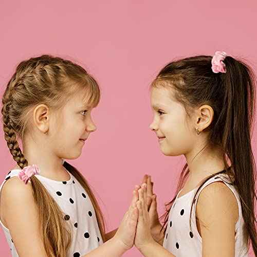 WHAVEL Pink Scrunchies, Pink Party Favors Hair Scrunchies Velvet Scrunchy Hair Ties Valentines Galentines Day,16 Pieces