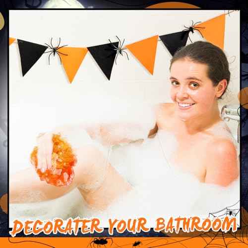 24 Pcs Halloween Bath Loofah Sponge Orange Black Loofah Exfoliating Body Scrubber Shower Sponge 50g Mesh Shower Pouf Balls Gift Set for Women Men Christmas Bathing Accessories(Orange,Black)