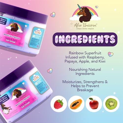 Afro Unicorn Curl Cream - Defining, Taming, and Softening Curly, Coily, and Wavy Hair Cream - Contains Coconut Oil - 3 Pack