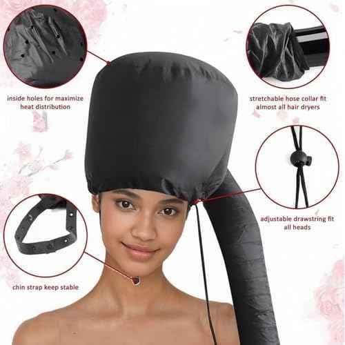 Hair Dryer Bonnet with Plopping Net,Hair Drying Bonnet for Blow Dryer,Portable Home Deep Conditioning Hair Care Hot Cap£¬Speed Up The Drying