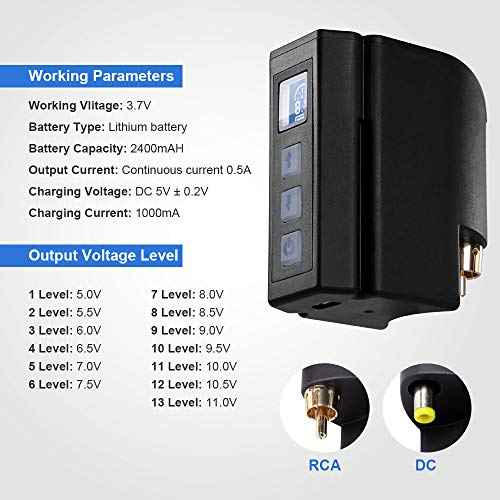Hawink Mini Tattoo Battery Tattoo Rechargeable USB Power Supply Digital Display Tattoo Machine RCA Connector P198-RCA
