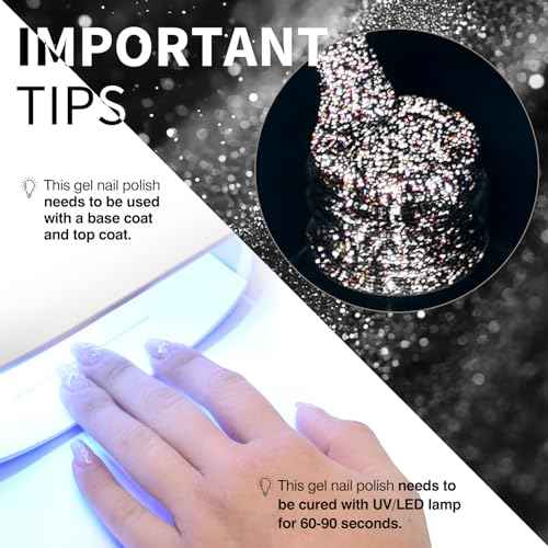 CANNI Black Glitter Gel Polish ? Reflective, Sparkly & Shimmery UV/LED Soak-Off Gel Nail Polish, DIY Manicure, Salon-Quality, Disco Shine for Women & Girls