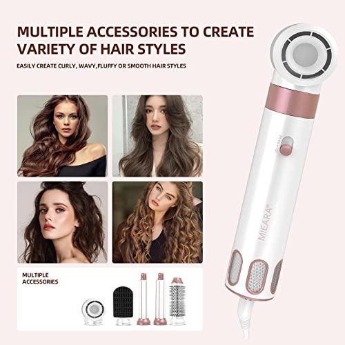 5 in 1 Hair Air Styler, Ionic Hair Dryer Brush Hot-Air Curlers, Multi Hair Styler, Blow Dryer for Fast Drying Straightening Volumizing Curling Styling (Pink)