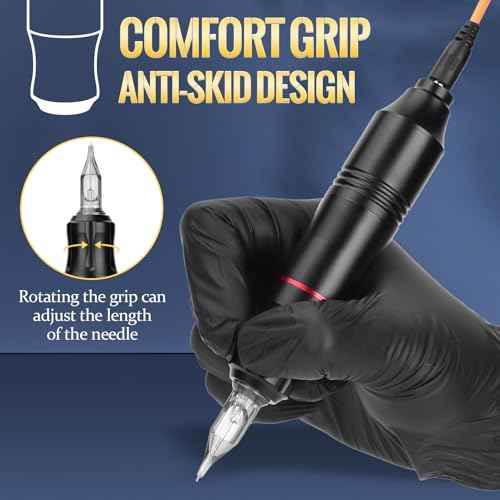 Rotary Tattoo Machine, ATOMUS Tattoo Pen Style Cartridge Machine Gun Liner Shader with DC Cord 9000r/m Motor Zinc Alloy Tattoo Machine Kit for Body Art Tattoo (Black)