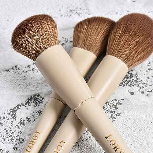 LORYP Makeup Brushes Set Labeled 18 Piece Face and Eye Brush Set Ultra soft hair Foundation, Concealer, Blush, Contour, Blending, Eyeshadow Khaki Brush kit