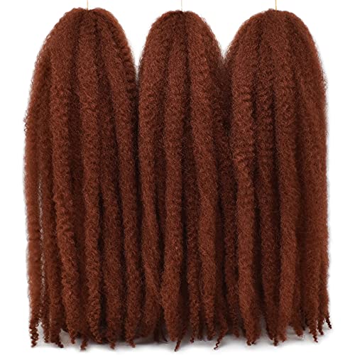 24 Inch Marley Hair Marley Twist Braiding Hair for Faux Locs for Butterfly Locs Long Afro Kinky Cuban Twist Crochet hair for Black Woman Copper Red Colour (#350, 3Packs-24 Inch)