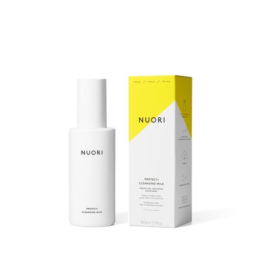 NUORI Protect + Cleansing Milk | Facial Cleanser, For All Skin Types Including Hypersensitive Skin, All Natural, Fragrance Free, 30 ml / 1 fl oz