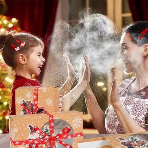 10PCS Christmas Hair Clips,Cute Red Christmas Hat Antlers Santa Clause Reindeer Snowman Hair Clips Metal Snap Hair Barrettes,Christmas Hair Accessories Gifts for Women