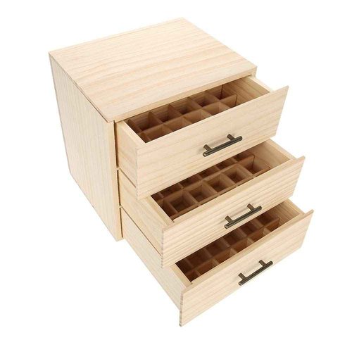 Wooden Essential Oil Storage, Essential Oil Organizer with 90 Slots Three-Tiered, 9.6 X 4.0 Inch Essential Oil Holder for Essential Oil Crystal, Jewel Organizing