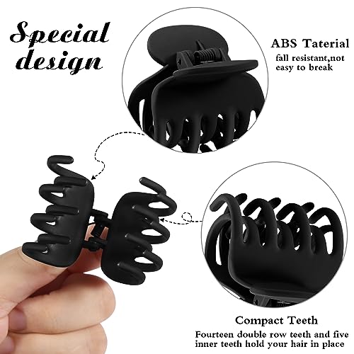 8PCS Hair Clips for Thin Hair, Matte 1.6'' Double Row Teeth Jaw Hair Claw Clips and 1.5'' Flower Hair Clips for Women with Neutral Color