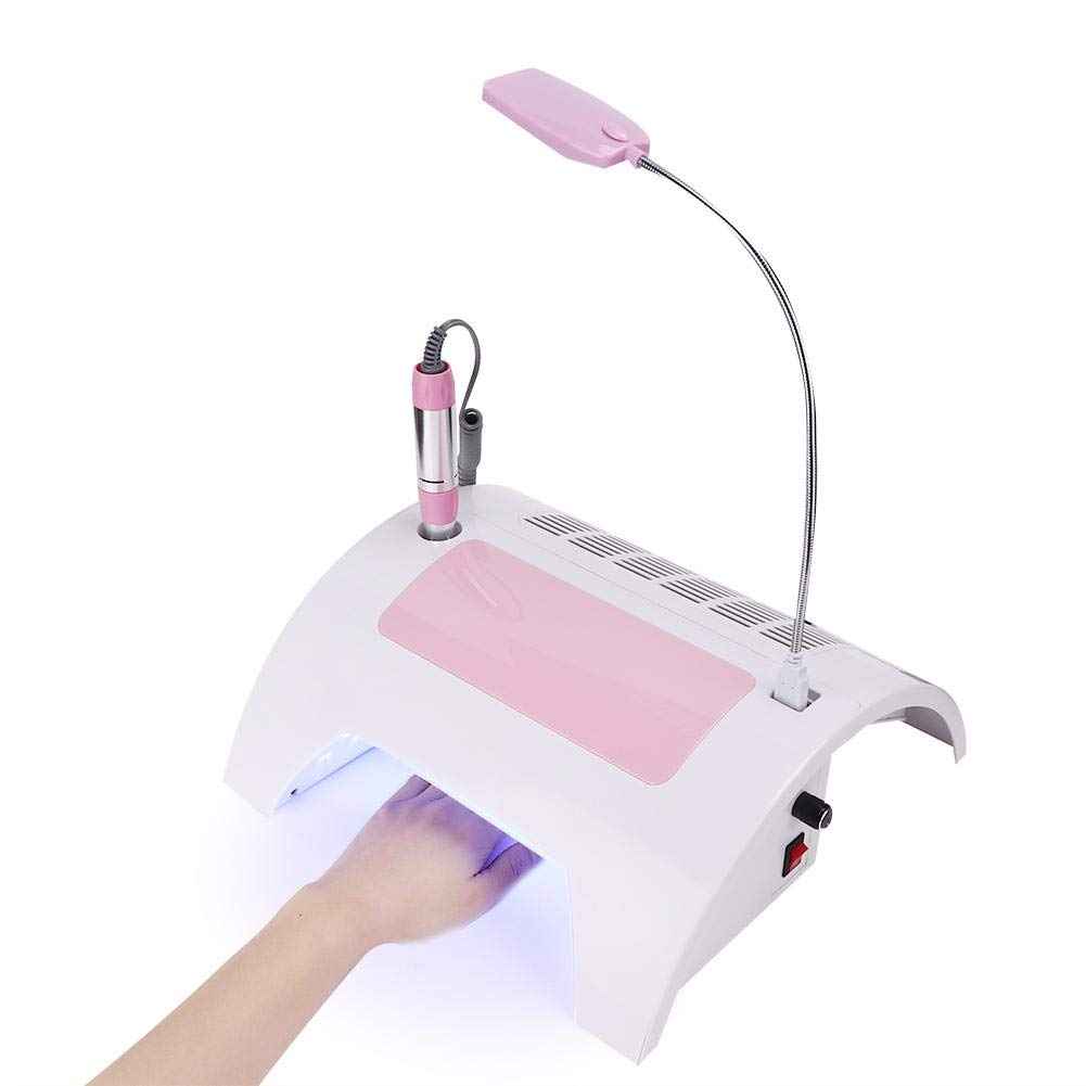 5 in 1 Nail Dust Collector with Drill, 60W Multi-Functional Nail Grinding Machine, Cleaner, Manicure Light, Hand Rest Pillow for Salon, Home Manicure, Pedicure (US)