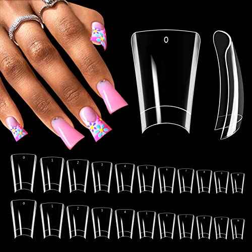 550pcs Duck Nail Tips, Clear Curved Duck Acrylic Nails, Half Cover Duck Feet Flare Nail Tips for Acrylic Nails Professional, Short Fan French False Nail Extension for Nail Salon 11 Sizes