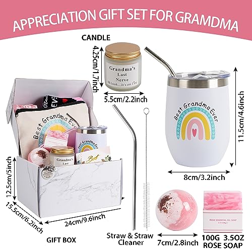 12 Pieces Grandma Gifts Box,Christmas Gifts for Grandma from Granddaughter Grandson,Nana Gift Basket Grandma Birthday Gift for Gigi Grandmother