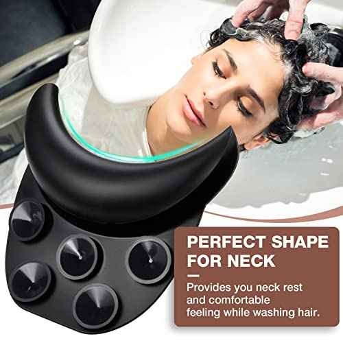 Noverlife Salon Neck Rest Cushion with Suction Cup, Non-Slip Soft Silicon Shampoo Bowl Neck Rest, Portable Hair Salon Shampoo Sink Gel Neck Pad, Hair Washing Sink Neck Support for Home Salon Basin