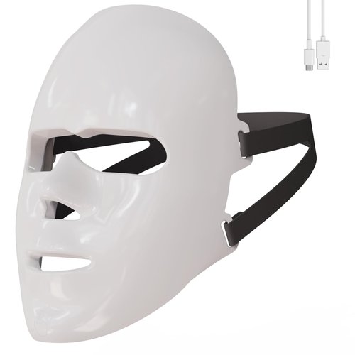 ESTANANA Cordless Red Light Therapy for Face, 7 Modes Led Face Mask Light Therapy with Remote, Near Infrared 880 Red Light Therapy Mask at Home, Wrinkle Reduction, Anti-Ageing, White