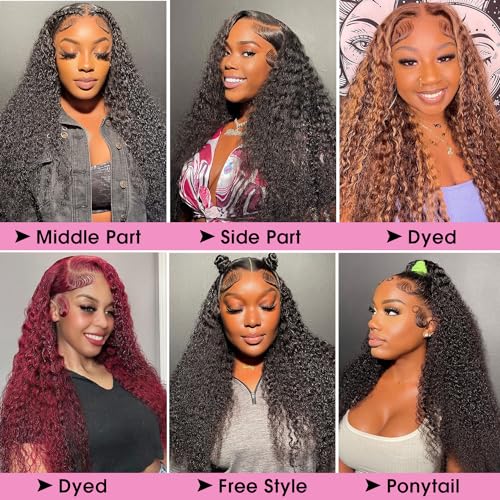 Water Wave Lace Front Wigs Human Hair Glueless Wigs for Women 180% Density 13x6 Lace Front Wigs Human Hair Pre Plucked Wet and Wavy Wigs Human Hair Natural Color 20 Inch
