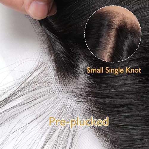 5x5 HD Lace Closure Body Wave With Raw Human Hair HD Lace 0.10 mm Invisible Ultra-Thin HD Lace Single Knot Pre-Plucked Brazilian Raw Human Hair Nature Black 18 Inch