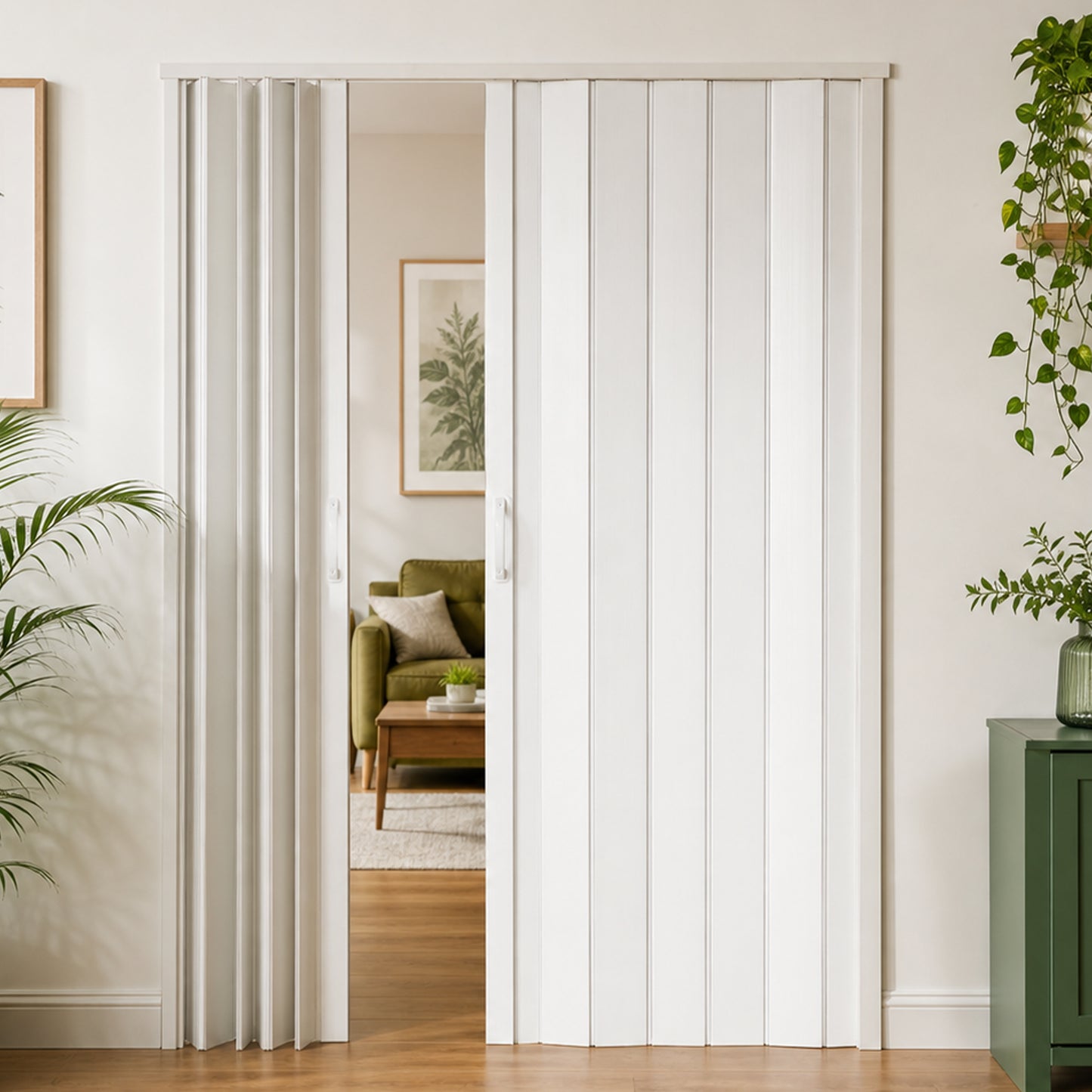 PVC Accordion Folding Door - Heavy Duty Room Divider, White