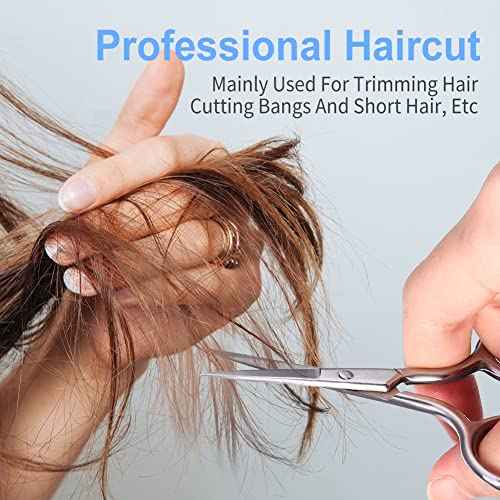 Eyebrow Scissors, Small Scissors for Hair, Eyebrows, Nose Hair, Beard, Eyelashes, Cuticle. Stainless Steel Fine Straight Tip Nose Hair Scissors