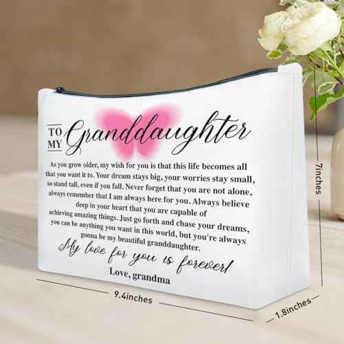Granddaughter Gift from Grandma Nana Grandpa, Christmas, Birthday, Graduation Gift for Granddaughter Makeup Bag, My Love for You Is Forever