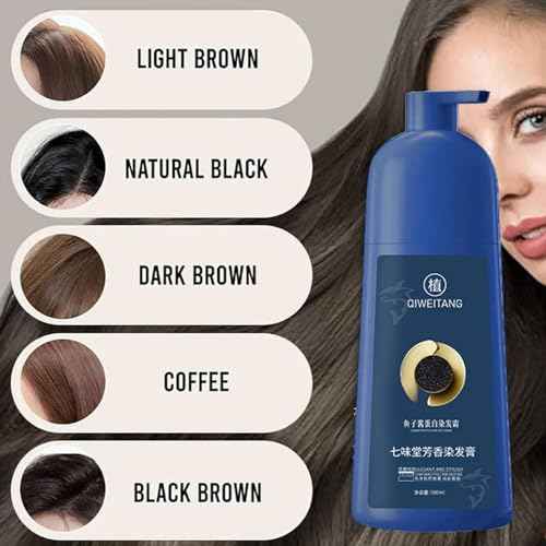 Vivping Zhihuashi Caviar Protein Hair Dye, Qiweitang Hair Dye Shampoo, Plant-Based Hair Coloring Cream, Natural Plant Formula, Caviar Color Cream for Women & Men (Black)
