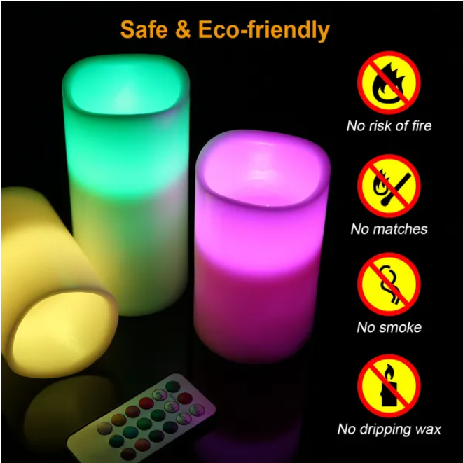 Wireless Battery Powered LED Flashing Candle - Safe Home Decor Light