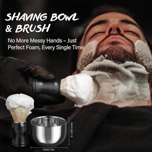 8Pcs Shaving Kit for Men Gift Basket for Christmas Birthday Father's Day Includes Pre-Shave Oil Shaving Cream After Shave Cream 10pcs Razor Blades Safety Razor Shaving Bowl Shaving Brush Beard Bib