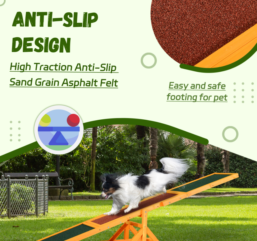 Wooden Dog Agility Seesaw - Weather-Resistant Pet Training & Exercise Equipment