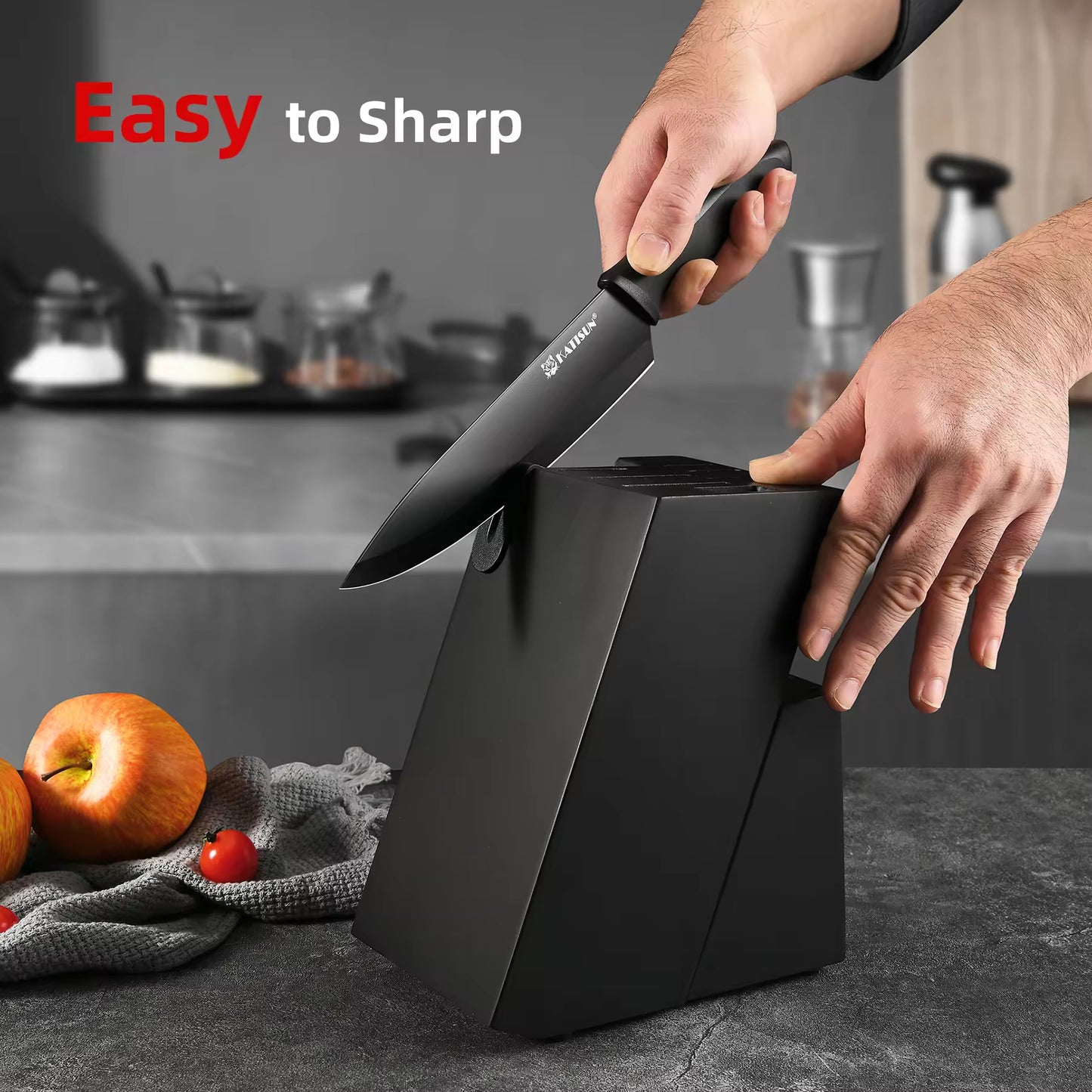 15-Piece Carbon Steel Kitchen Knife Set with Ergonomic Handles