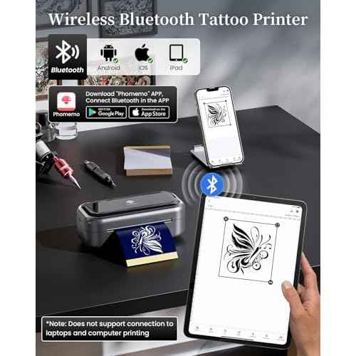 Phomemo TP31 Wireless Tattoo Stencil Printer with 30pcs Transfer Paper, Compatible with Phone & Tablet, Bluetooth Mini Thermal Tattoo Printer Machine for Artists & Beginners, for Halloween