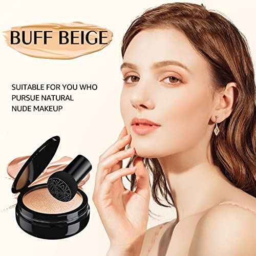 Air Cushion CC Cream - Moisturizing BB Cream Foundation, Long-Lasting Waterproof New Mushroom Head Cushion Foundation Concealer for Even Skin Tone (Buff Beige, 1 PCS)