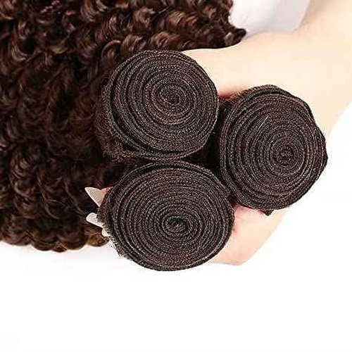Chocolate Brown Bundle Color #4 Curly Human Hair Bundles 26 28 30 Inch Brazilian Dark Brown Kinky Curly Bundles Human Hair