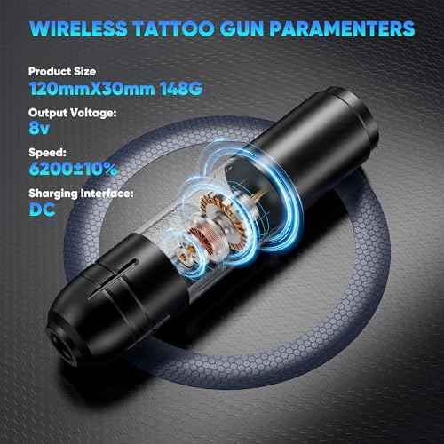 Complete Tattoo Gun Machine Kit, Professional Rotary Tattoo Pen Set with Power Supply, Beginners Tattoo Supplies Kit with 20Pcs Cartridge Needles for Starters Artists