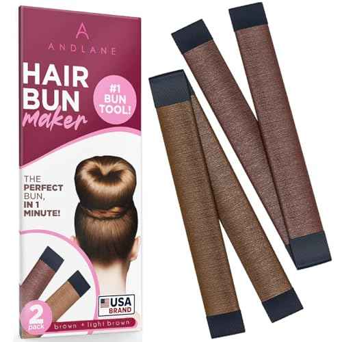 Women's Hair Bun Maker French Twist Hair Fold Wrap Snap by Andlane (1 Brown, 1 Light Brown)