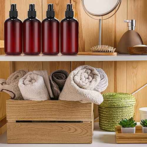 48 Pcs Pump Bottle Lotion Dispenser Refillable Shampoo Conditioner Hand Soap Dispenser Plastic Empty 8oz/250ml Clear Reusable Body Wash Container Bulk (Brown, Black)