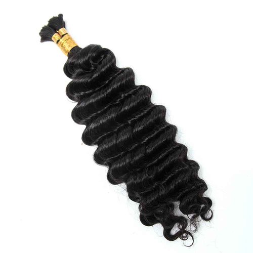 Pre-Divided Deep Wave Double Drawn Human Hair For Boho Braids Curly Bulk Human Hair No Weft For Braiding Human Hair Extensions 18inch 100g