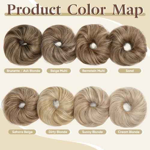 CJL HAIR 2PCs Small Cute Messy Bun Hair Piece for Thin Hair Women Mini Synthetic Curly Bun Scrunchies Updo Hairpieces Cream Blonde