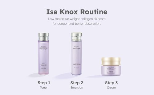 ISA KNOX AGE FOCUS VITAL COLLAGEN SKINCARE GIFT SET (370ml / 12.51 Fl Oz) - Korean Luxury Premium High-end Skin Toner, Emulsion Lotion, Cream by LG BEAUTY. Hydrolyzed Collagen,
