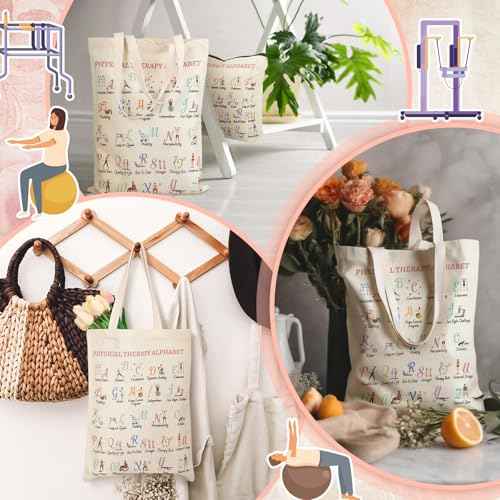 2 Pcs Physical Therapy Gifts Occupational Christmas Therapy Gifts Thank You Retirement Presents for Women Teens Coworker Friend Tote Bag Makeup Bag for Pt Pta Ot World Pt Day